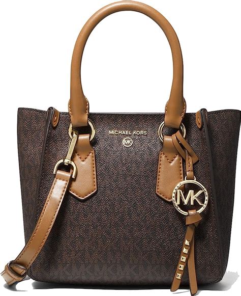 Amazon.com: Michael Kors Kris Small Satchel (brown signature)